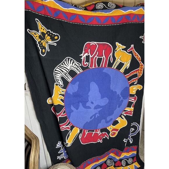 Gypsy Rose Bohemian One World Safari Animals Black Scarf Shawl - Picture 1 of 8